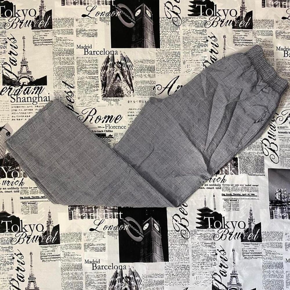 Mardel Women's Black and White plaid trousers elastic waist vintage 80s workwear